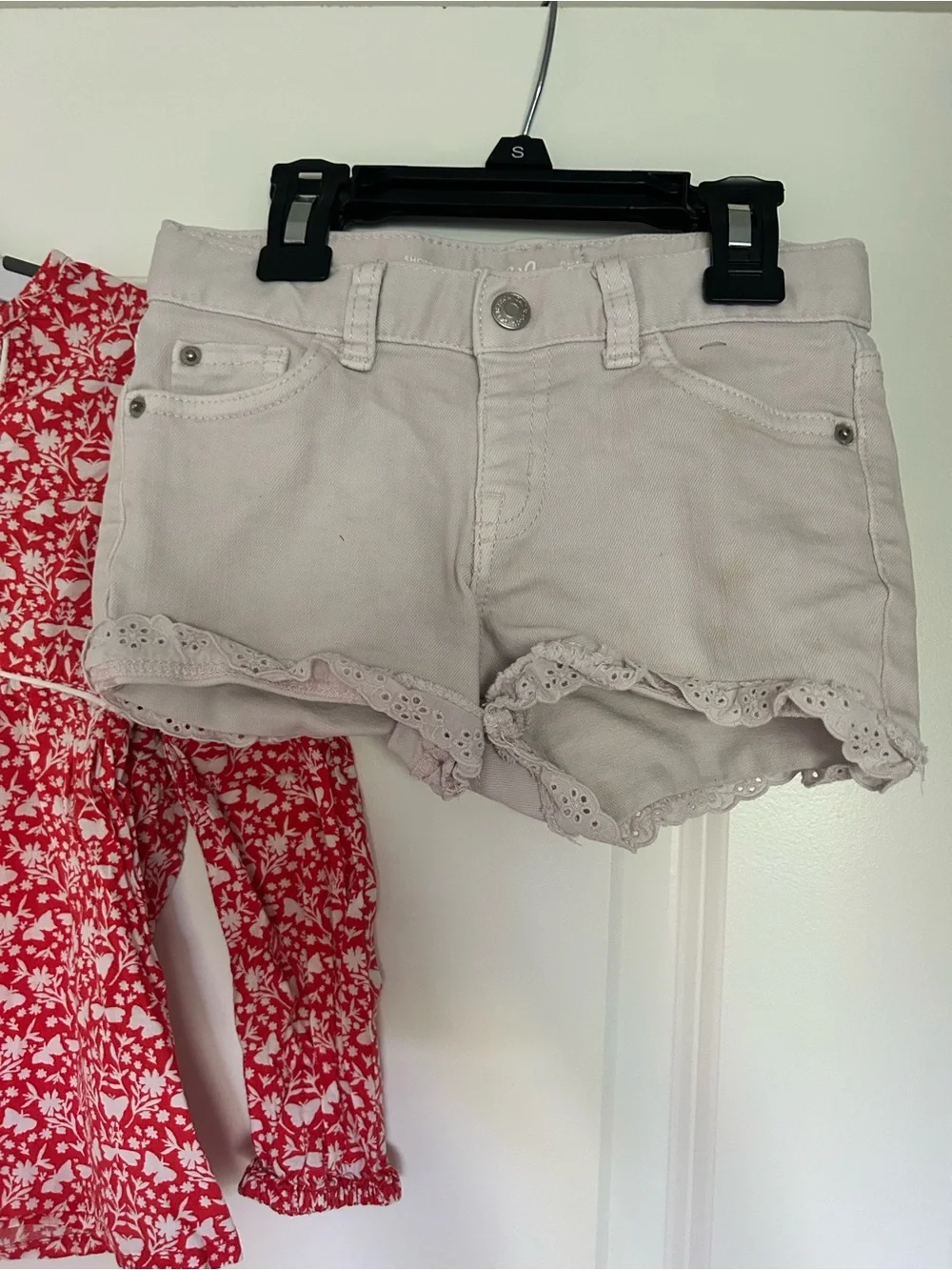 Girls' Red Floral Long-Sleeve Tunic Top + Shorts